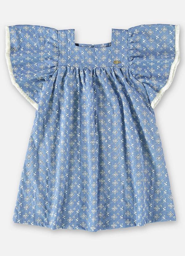 Up Baby - Vestido Infantil em Laise Forrado Azul 2