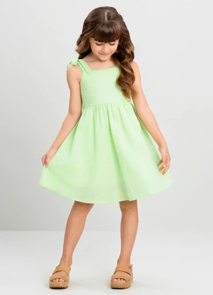 Vestido Infantil em Laise Forrado Quimby Verde - QUIMBY