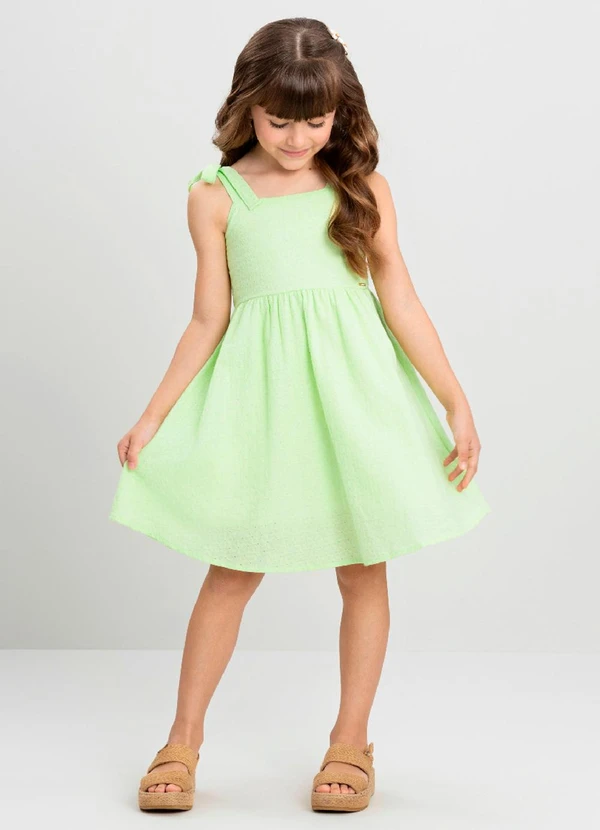 Quimby - Vestido Infantil em Laise Forrado Quimby Verde