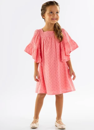 Up Baby Vestido Infantil em Laise Forrado Rosa