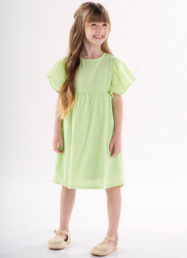Up Baby - Vestido Infantil em Laise Forrado Verde