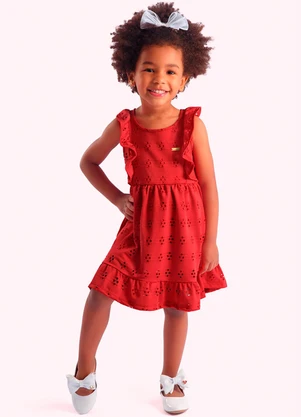 Duduka - Vestido Infantil em Laise Marrom - DUDUKA