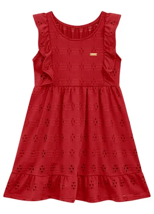 Duduka - Vestido Infantil em Laise Marrom - DUDUKA