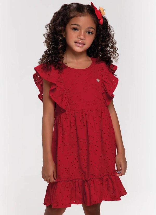 Trick Nick - Vestido Infantil em Laise Vermelho