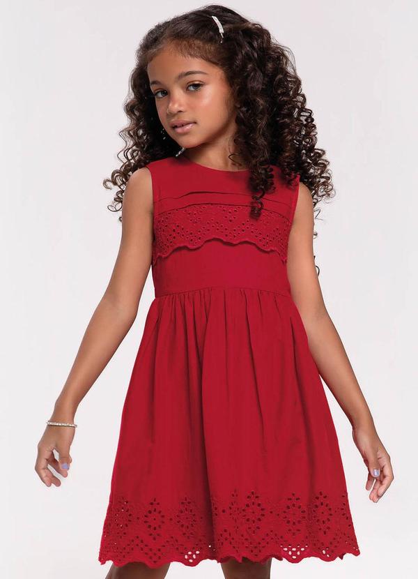 Trick Nick - Vestido Infantil em Laise Vermelho