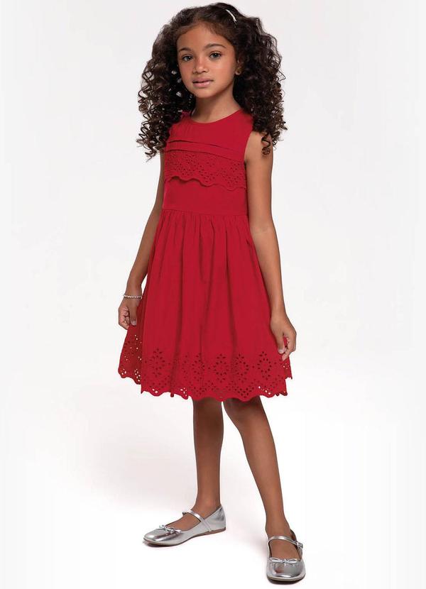 Trick Nick - Vestido Infantil em Laise Vermelho 3
