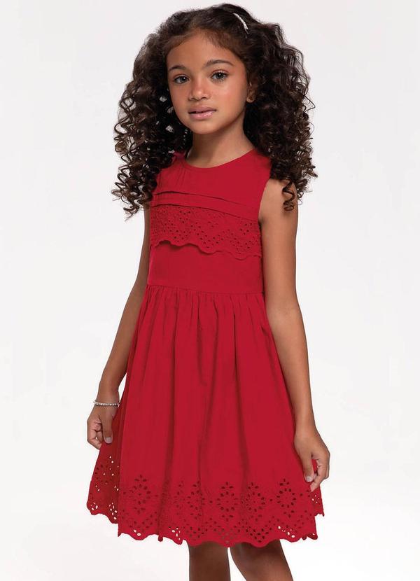 Trick Nick - Vestido Infantil em Laise Vermelho 4