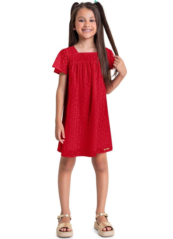 Quimby - Vestido Infantil em Laise Vermelho