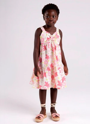 Bugbee - Vestido Infantil em Linho Bege - BUGBEE