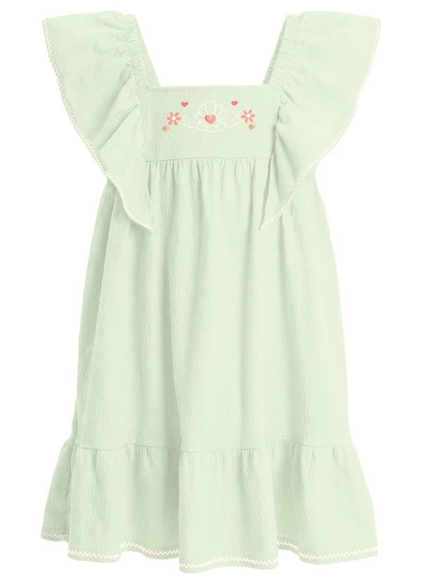 Mundi - Vestido Infantil em Malha com Bordado e Pérolas