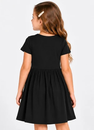 Select - Vestido Infantil em Malha de Ribana Preto - SELECT