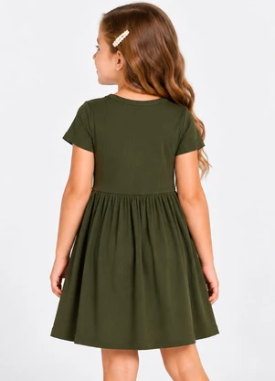 Select - Vestido Infantil em Malha de Ribana Verde - SELECT