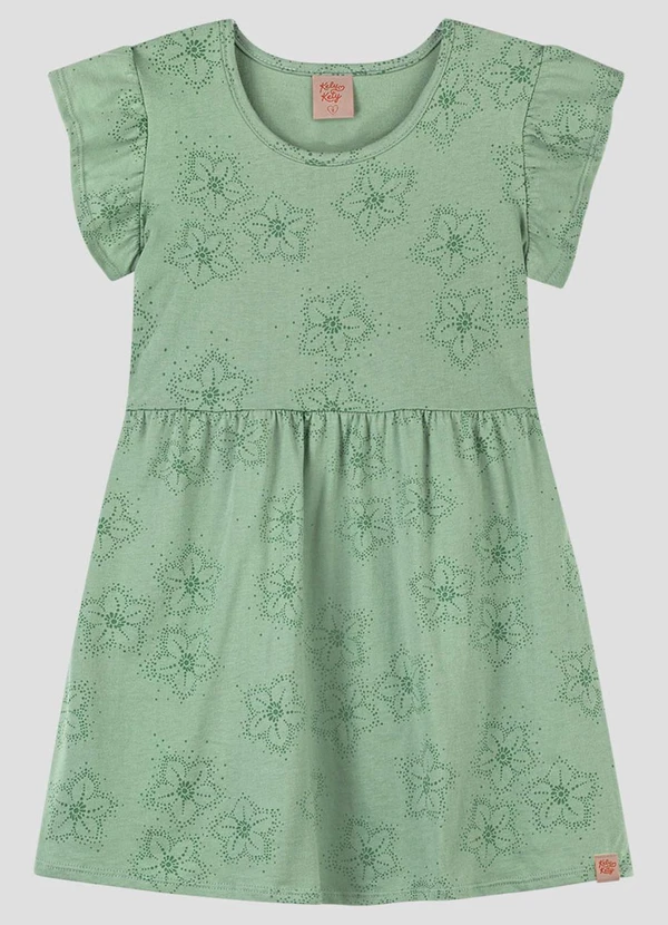 Kely Kety - Vestido Infantil em Malha Estampada Verde