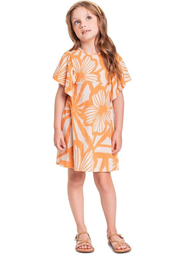 Quimby - Vestido Infantil em Malha Flamê Laranja