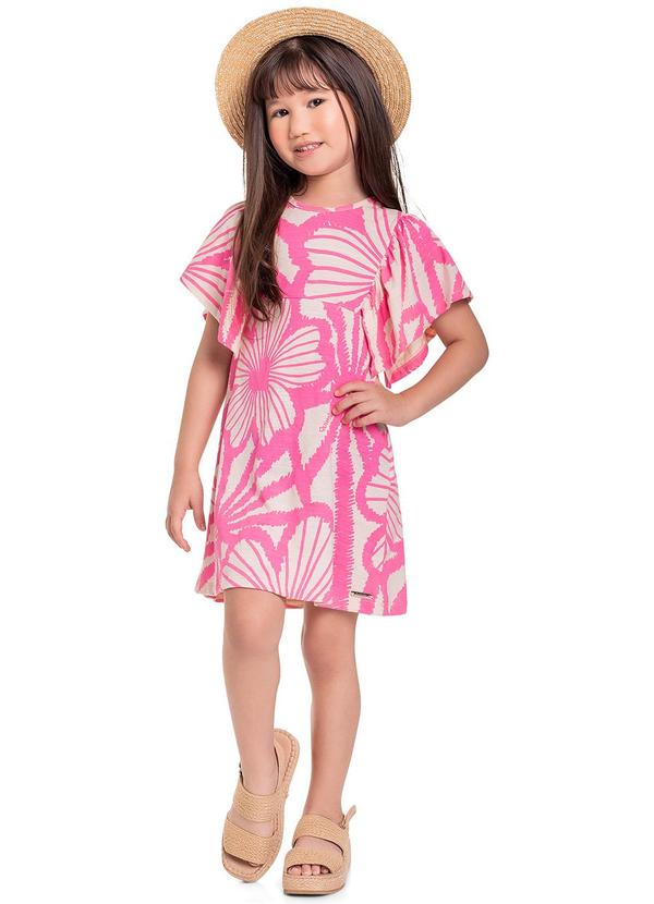 Quimby - Vestido Infantil em Malha Flamê Rosa