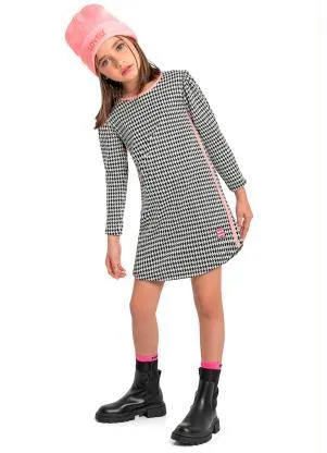 Quimby - Vestido Infantil em Malha Jacquard Branco - QUIMBY