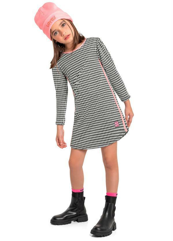 Quimby - Vestido Infantil em Malha Jacquard Branco