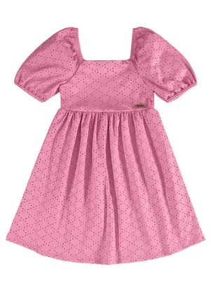 Quimby - Vestido Infantil em Malha Laise Rosa - QUIMBY