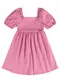 Quimby - Vestido Manga Curta Infantil em Laise Azul - variação: Rosa