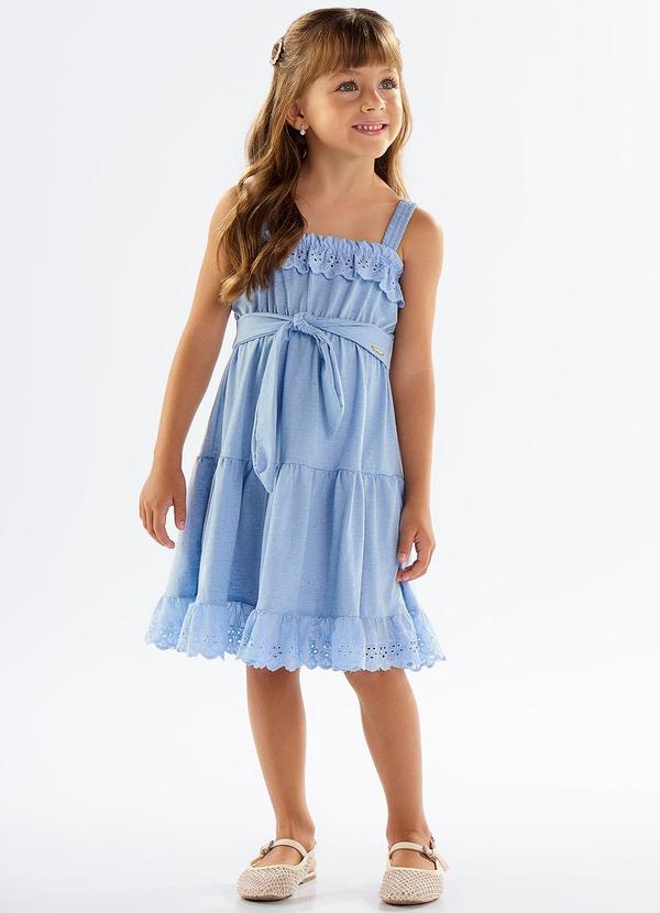 Up Baby - Vestido Infantil em Malha Linho Azul 1