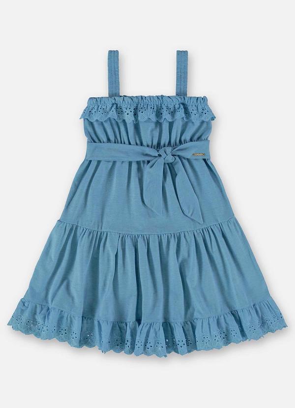 Up Baby - Vestido Infantil em Malha Linho Azul 2