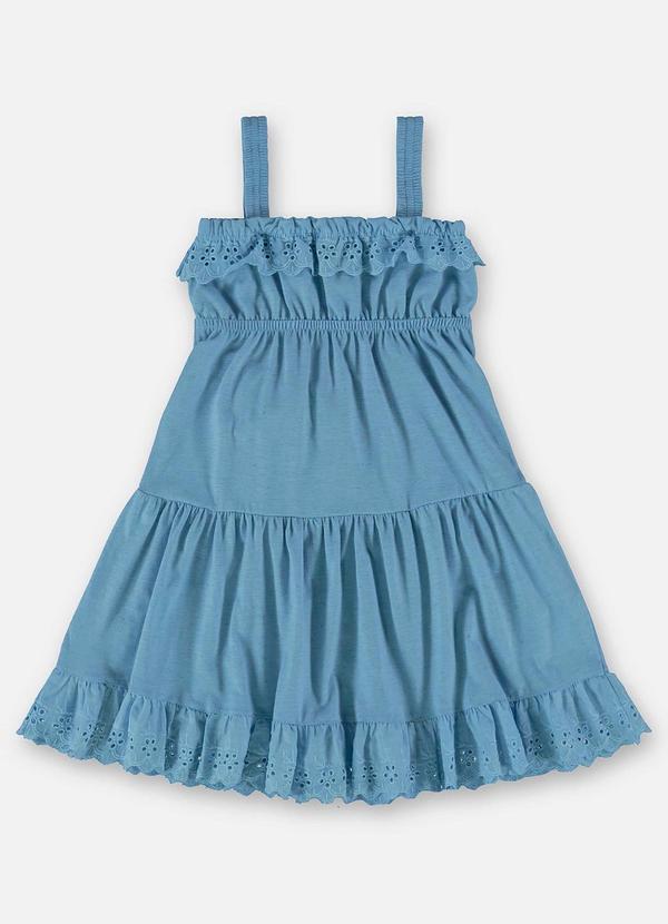 Up Baby - Vestido Infantil em Malha Linho Azul 3