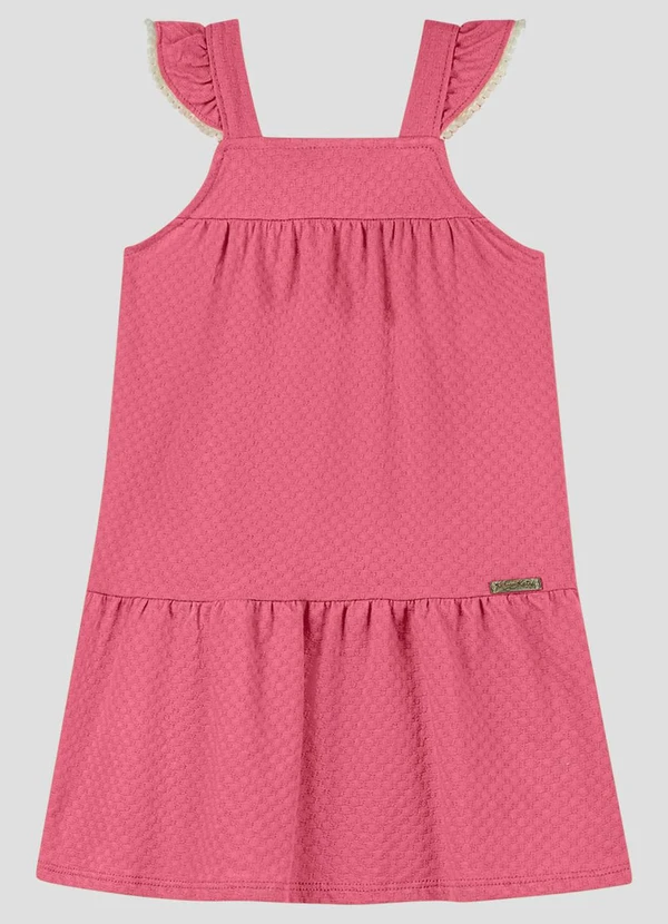 Kely Kety - Vestido Infantil em Malha Trabalhada Hive Rosa