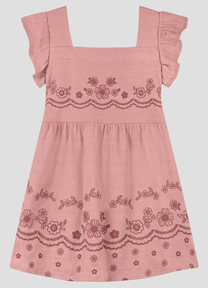 Kely Kety - Vestido Infantil em Malha Trabalhada Stripe Rosa - KELY KETY