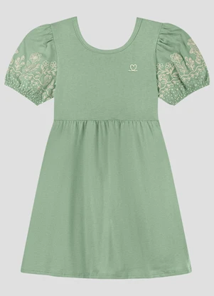 Kely Kety - Vestido Infantil em Malha Verde - KELY KETY