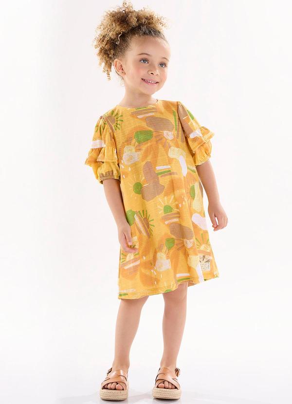 Up Baby - Vestido Infantil em Meia Malha Amarelo