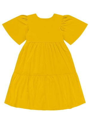 Guloseima - Vestido Infantil em Meia Malha Amarelo - GULOSEIMA