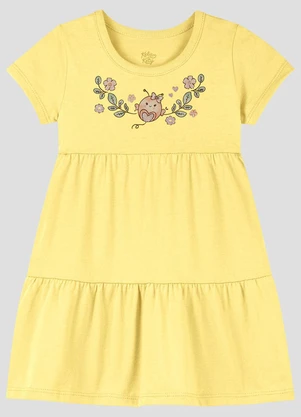 Kely Kety - Vestido Infantil em Meia Malha Amarelo - KELY KETY