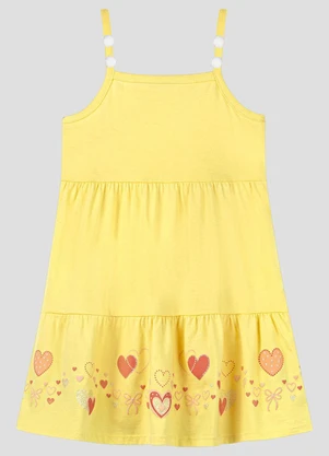 Kely Kety - Vestido Infantil em Meia Malha Amarelo - KELY KETY