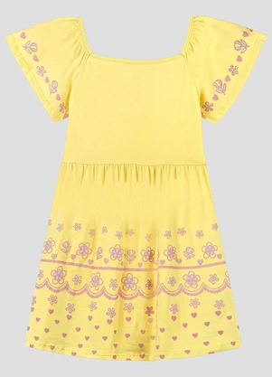 Kely Kety - Vestido Infantil em Meia Malha Amarelo - KELY KETY