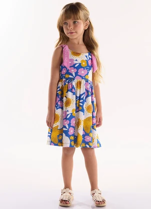 Três e Já - Vestido Infantil em Meia Malha Azul - TRÊS E JÁ