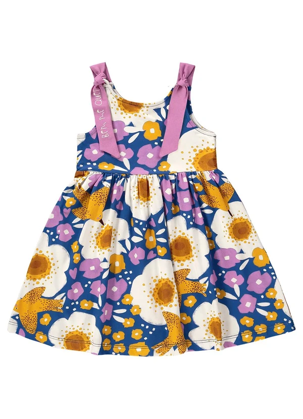 Três e Já - Vestido Infantil em Meia Malha Azul 3