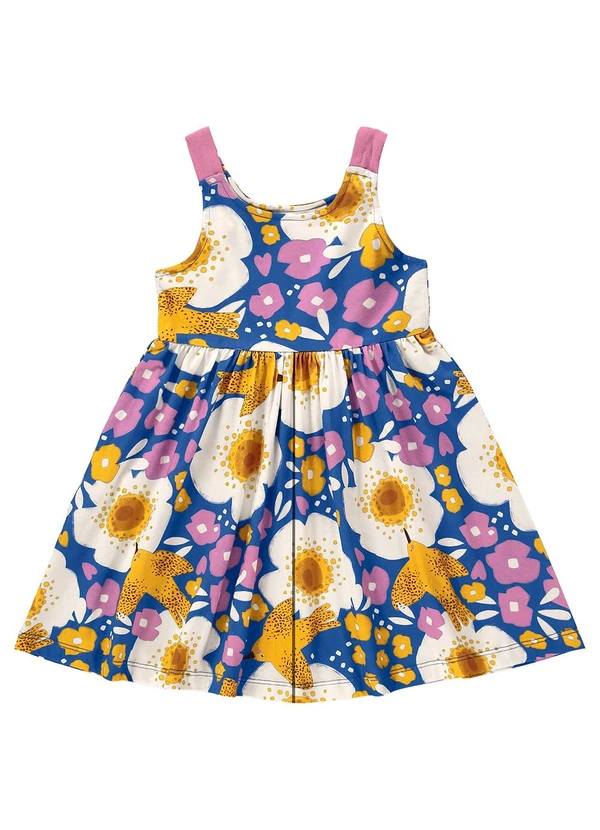 Três e Já - Vestido Infantil em Meia Malha Azul 4