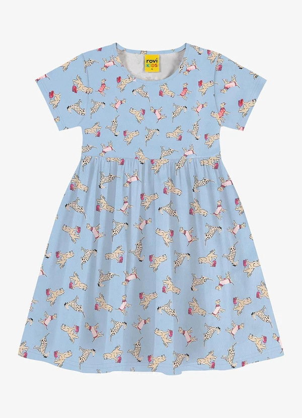 Rovi Kids - Vestido Infantil em Meia Malha Azul