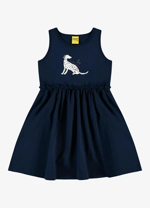 Rovi Kids - Vestido Infantil em Meia Malha Azul - ROVI KIDS