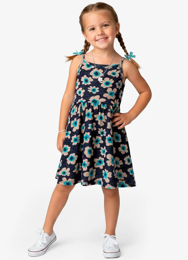Select - Vestido Infantil em Meia Malha Azul 1