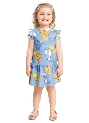 Vestido Infantil em Meia Malha Bee Loop Azul - BEE LOOP