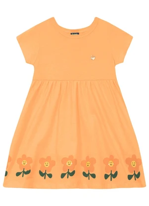 Vestido Infantil em Meia Malha Bee Loop Laranja - BEE LOOP