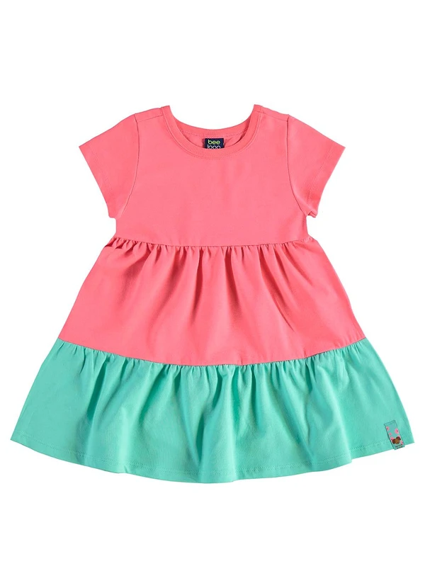 Bee Loop - Vestido Infantil em Meia Malha Rosa