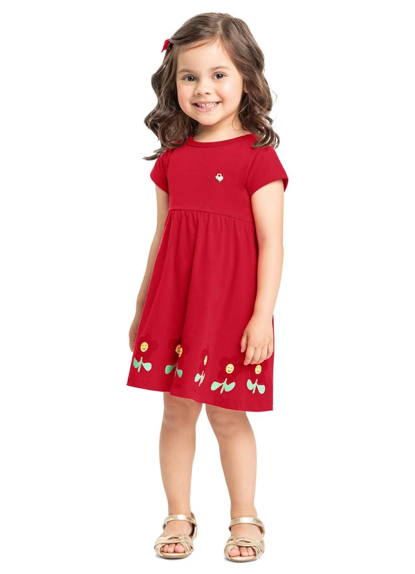 Bee Loop - Vestido Infantil em Meia Malha Bee Loop Vermelho