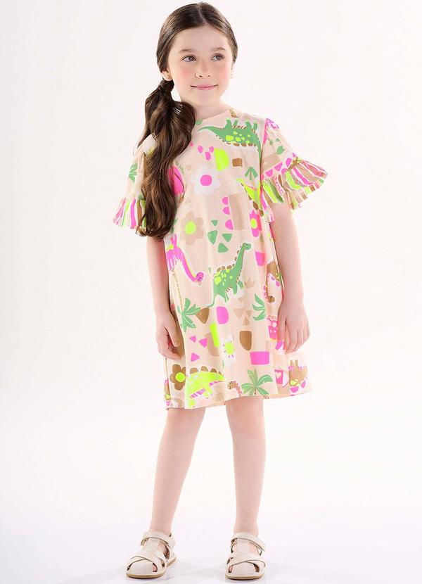Up Baby - Vestido Infantil em Meia Malha Bege