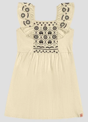 Kely Kety - Vestido Infantil em Meia Malha Bege - KELY KETY