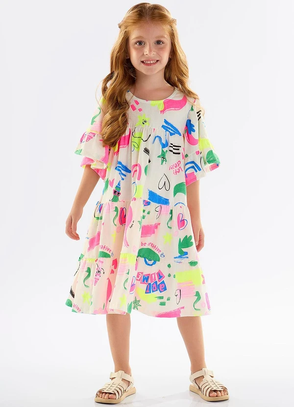 Up Baby Vestido Infantil em Meia Malha Branco