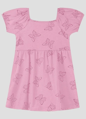 Kely Kety - Vestido Infantil em Meia Malha Estampada Rosa - KELY KETY
