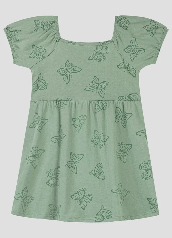 Kely Kety - Vestido Infantil em Meia Malha Estampada Verde