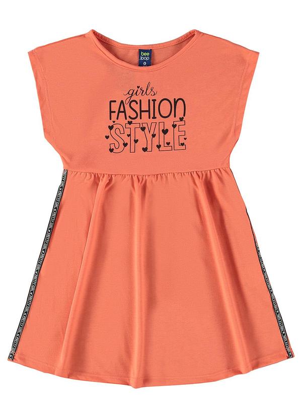 Bee Loop - Vestido Infantil em Meia Malha Laranja